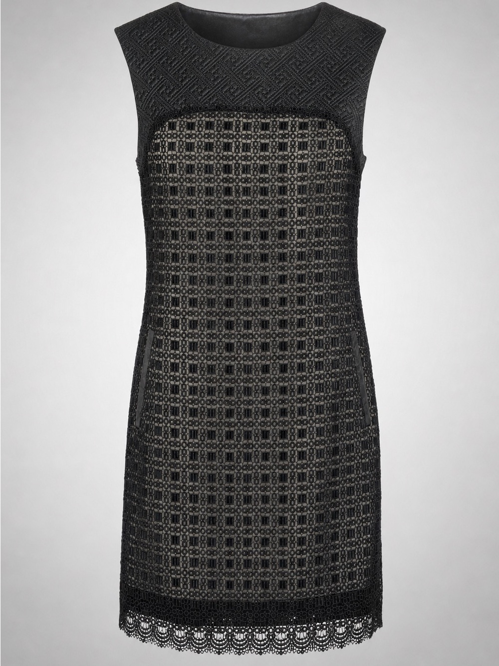 Catherine Malandrino Black Lace-Overlay Mini Dress